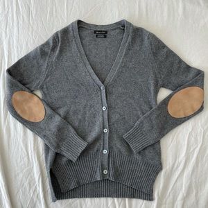 Massimo Dutti Suede Sleeve Patches Wool Cardigan